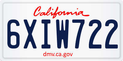 CA license plate 6XIW722