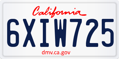 CA license plate 6XIW725