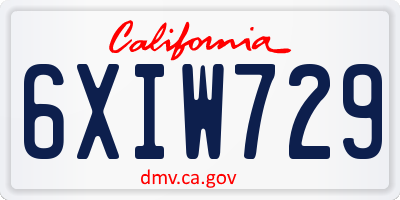 CA license plate 6XIW729