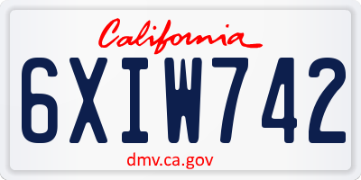 CA license plate 6XIW742