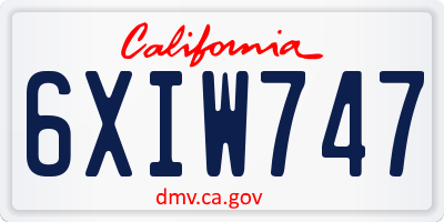 CA license plate 6XIW747