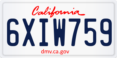 CA license plate 6XIW759