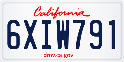 CA license plate 6XIW791