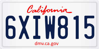 CA license plate 6XIW815