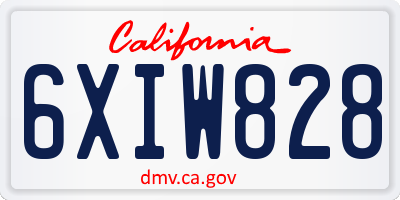 CA license plate 6XIW828
