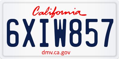 CA license plate 6XIW857