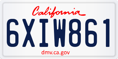 CA license plate 6XIW861