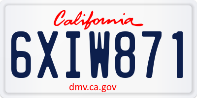 CA license plate 6XIW871