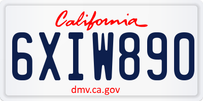 CA license plate 6XIW890