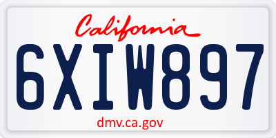 CA license plate 6XIW897