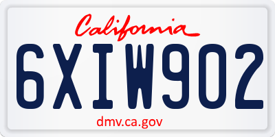 CA license plate 6XIW902