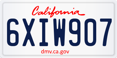 CA license plate 6XIW907