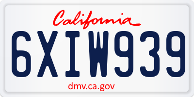 CA license plate 6XIW939