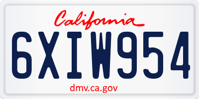CA license plate 6XIW954
