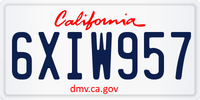 CA license plate 6XIW957