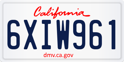 CA license plate 6XIW961