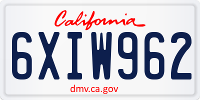 CA license plate 6XIW962