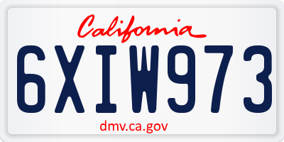 CA license plate 6XIW973