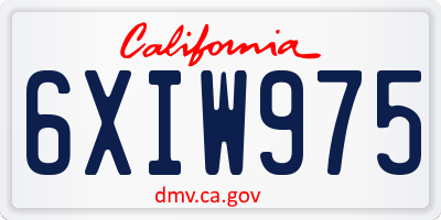 CA license plate 6XIW975