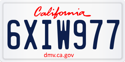 CA license plate 6XIW977
