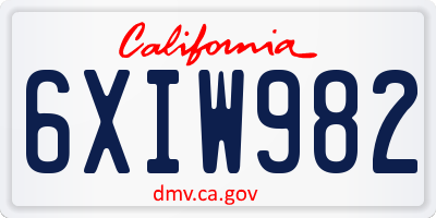 CA license plate 6XIW982
