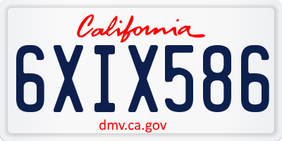 CA license plate 6XIX586