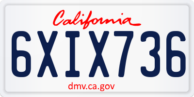CA license plate 6XIX736