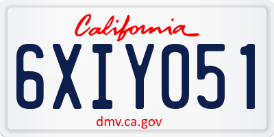 CA license plate 6XIY051