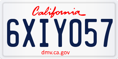 CA license plate 6XIY057