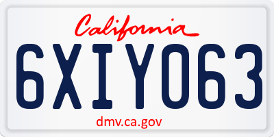 CA license plate 6XIY063