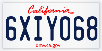 CA license plate 6XIY068