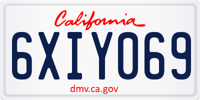 CA license plate 6XIY069