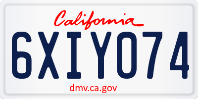 CA license plate 6XIY074