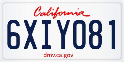 CA license plate 6XIY081
