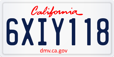CA license plate 6XIY118