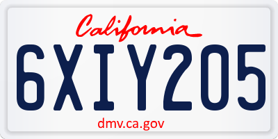 CA license plate 6XIY205