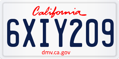 CA license plate 6XIY209