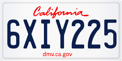 CA license plate 6XIY225
