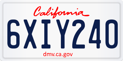CA license plate 6XIY240
