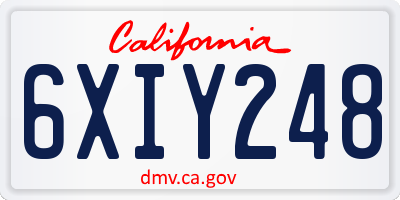 CA license plate 6XIY248