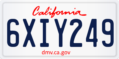 CA license plate 6XIY249