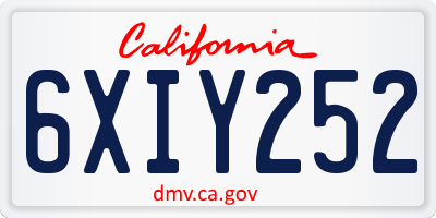 CA license plate 6XIY252