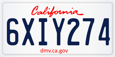 CA license plate 6XIY274