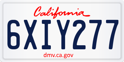 CA license plate 6XIY277