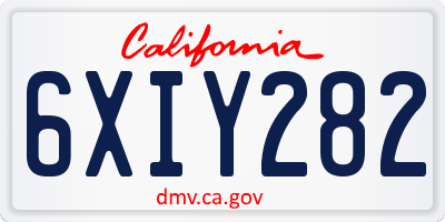 CA license plate 6XIY282