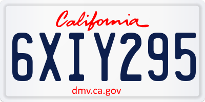 CA license plate 6XIY295