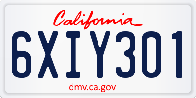 CA license plate 6XIY301