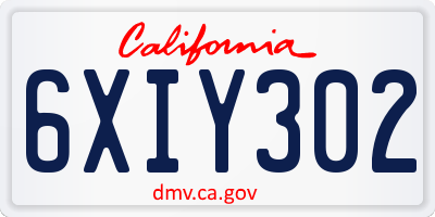 CA license plate 6XIY302