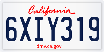 CA license plate 6XIY319