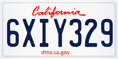 CA license plate 6XIY329